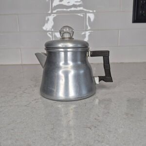 Wear-Ever X-3002 Coffee Percolator Vintage Aluminum Bakelite Handle‎ Silver